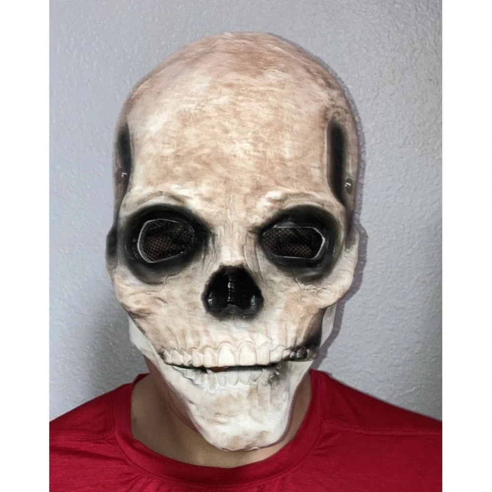 Creepy Halloween Full Head Skull Mask with Moving Jaw - Costume, Cosplay & More